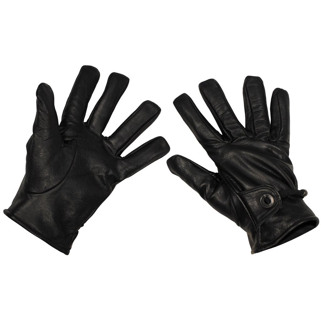 Guantes WESTERN de cuero negros de dedos con forro acrílico
