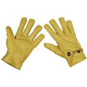 Guantes WESTERN de cuero color arena con dedos y forro acrílico