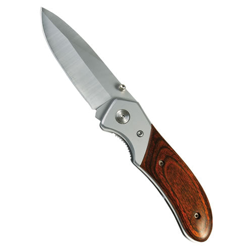 Navaja plegable con empuñadura de madera, hoja 8 cm y longitud total 20 cm