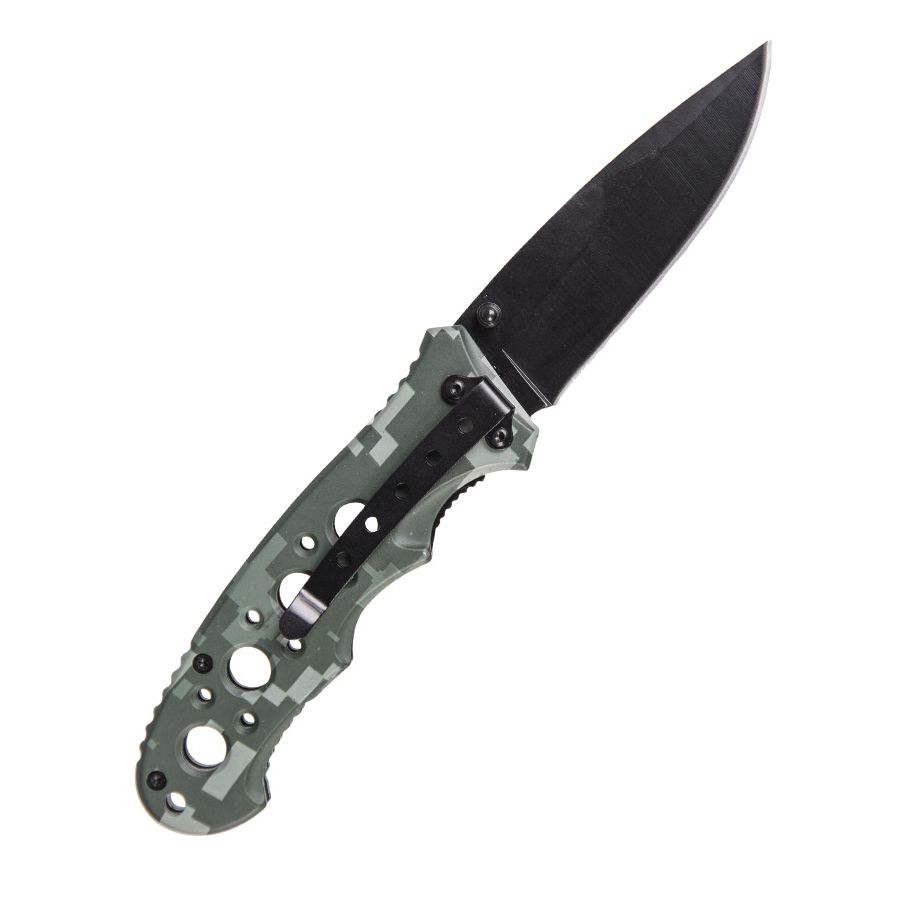 Navaja plegable Mil-Tec con hoja negra y empuñadura en camuflaje ACU Digital
