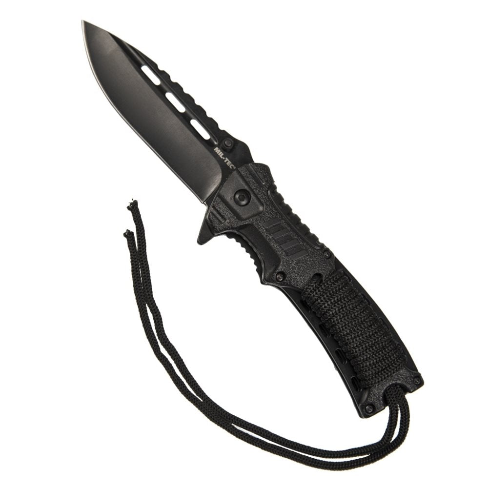 Cuchillo plegable One-Hand Paracord con empuñadura envuelta y pedernal