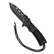 Cuchillo plegable One-Hand Paracord con empuñadura envuelta y pedernal