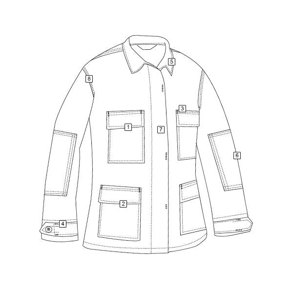 Blusa US tipo BDU negra TRU-SPEC en 100% algodón rip-stop