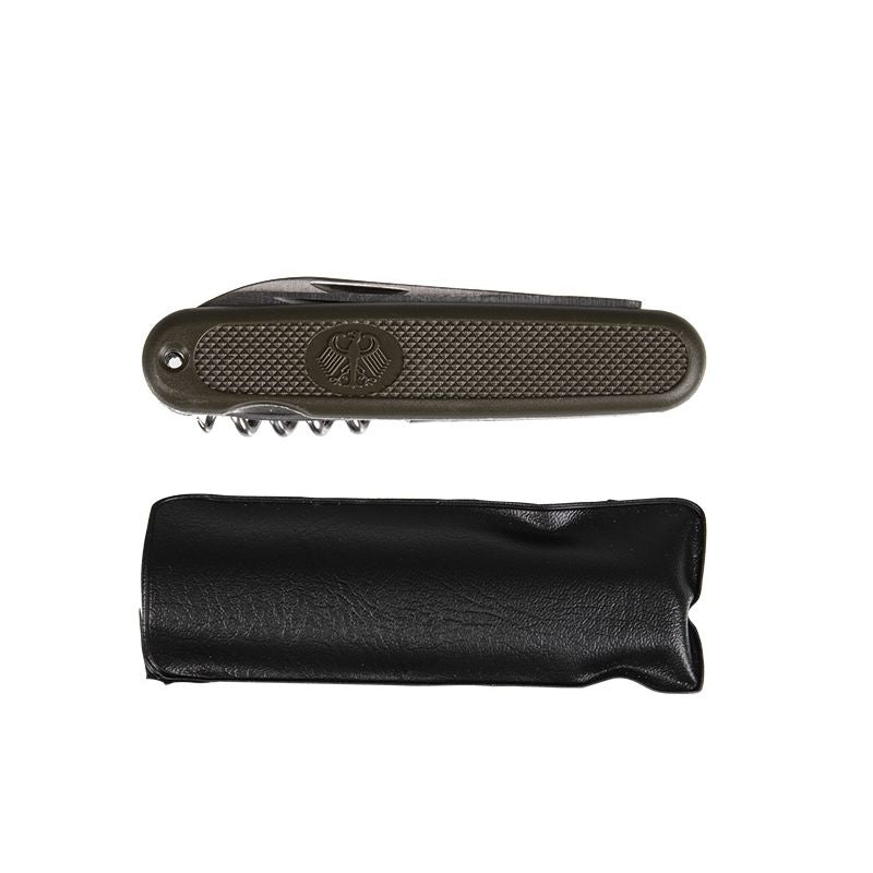 Navaja plegable BW multifunción verde con águila, hoja 8 cm y sierra