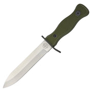 Cuchillo de combate BW verde Mil-Tec con funda metálica y colgador de cuero, hoja 14 cm