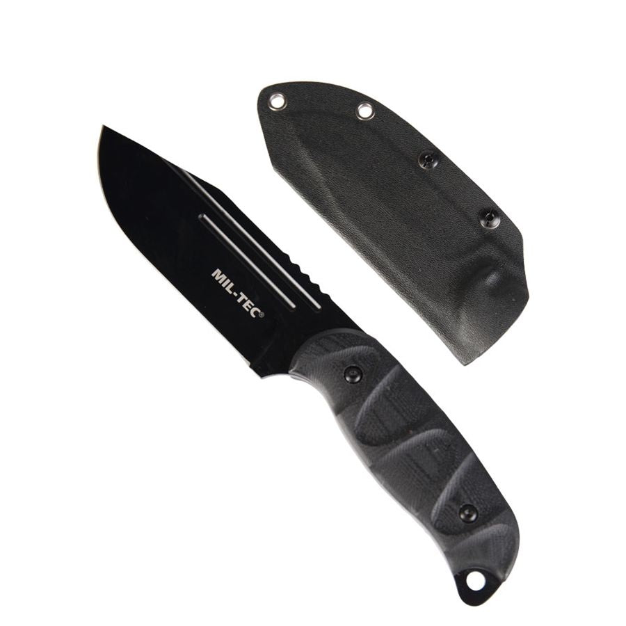Cuchillo de combate G10 con funda KYDEX negra, longitud total aprox. 23 cm