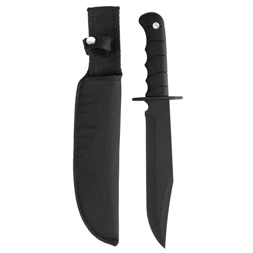 Cuchillo Bowie US negro Mil-Tec con hoja recubierta de epoxi y mango de goma perfilado