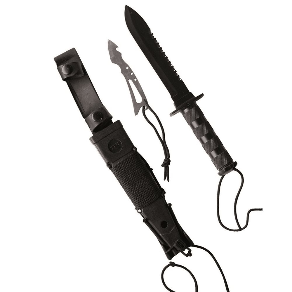 Cuchillo de supervivencia SURVIVAL completamente negro