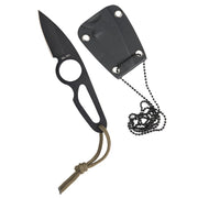 Cuchillo pequeño colgante con funda de plástico y cadena, 18 cm