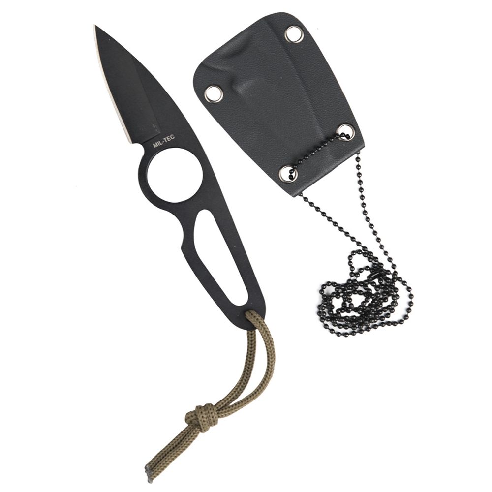 Cuchillo pequeño colgante con funda de plástico y cadena, 18 cm