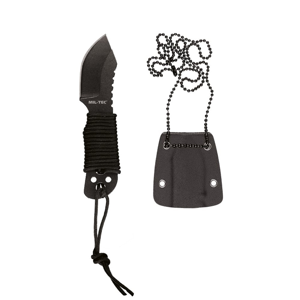 Cuchillo de cuello con funda plástica y cordón paracord