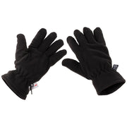 Guantes de dedo fleece Thinsulate negros, material 100% poliéster
