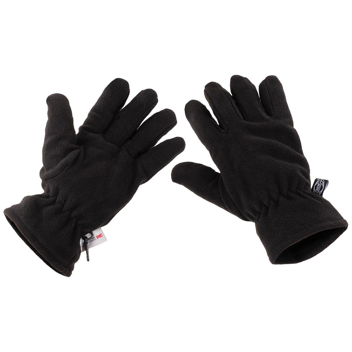 Guantes de dedo fleece Thinsulate negros, material 100% poliéster