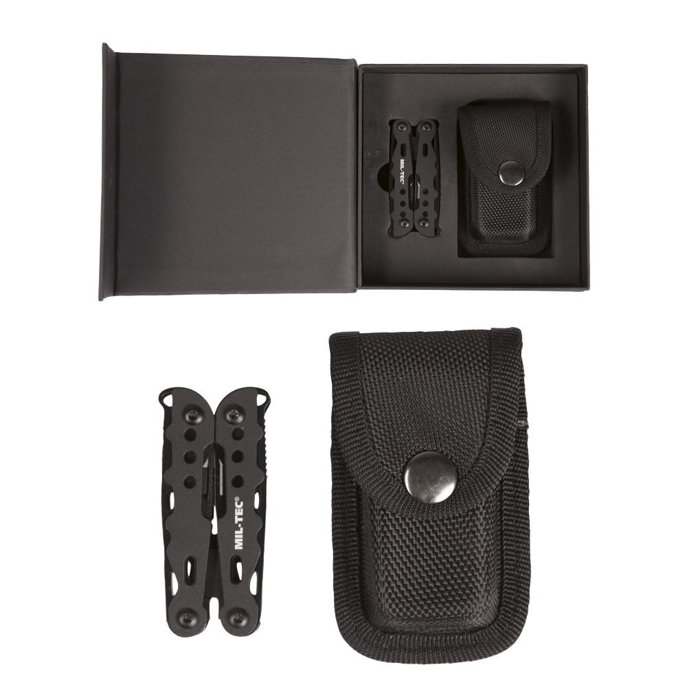 Multitool Small negro en caja de regalo con funda de nailon