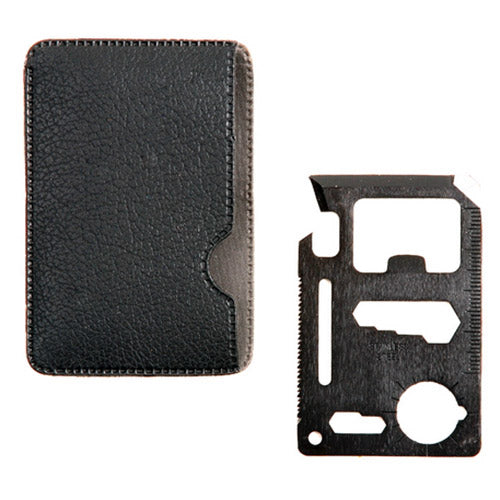 Tarjeta multifunción de acero inoxidable, 10 herramientas, color negro, tamaño tarjeta de crédito