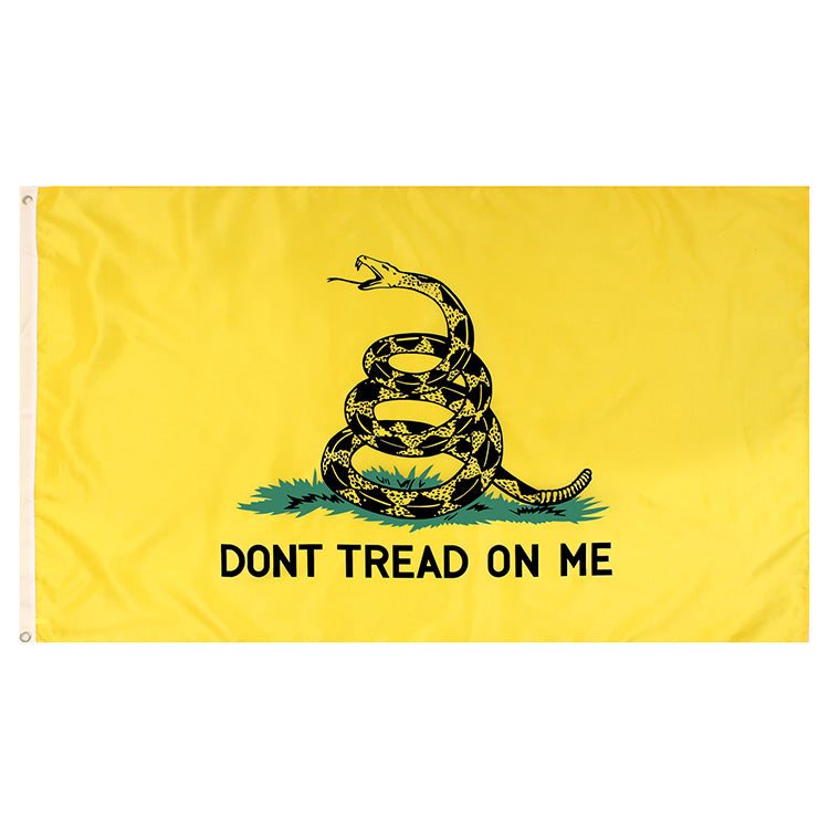 Bandera DON'T TREAD ON ME 90 x 150 cm con dos ojales metálicos para fijación
