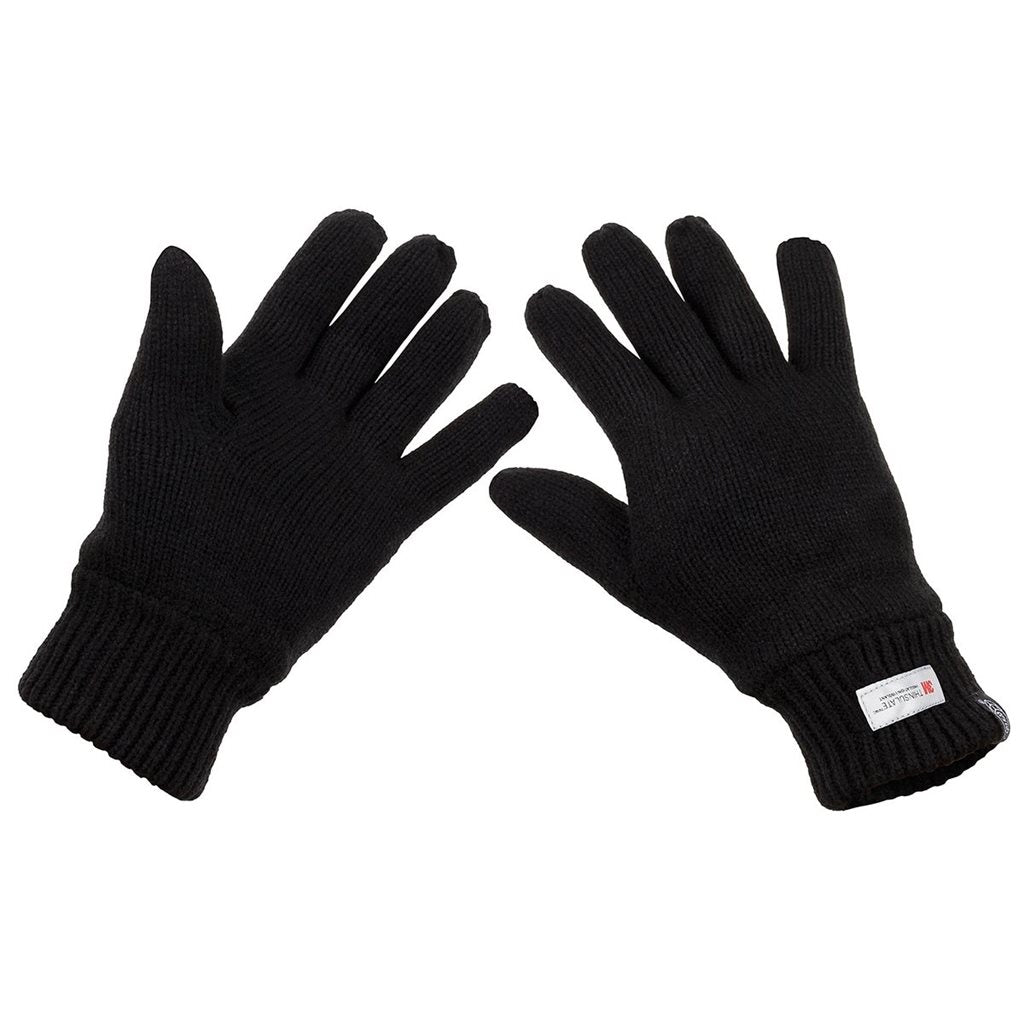 Guantes de dedos tejidos Thinsulate negros