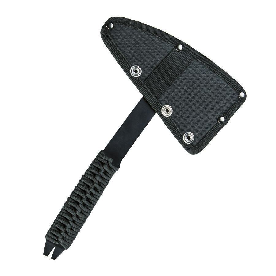Tomahawk de doble cara con empuñadura envuelta en paracord