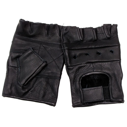 Par de guantes sin dedos de cuero negros
