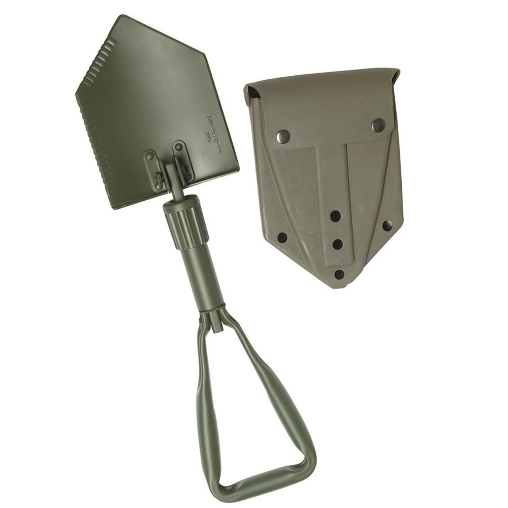 Pala plegable BW negra con funda de plástico verde