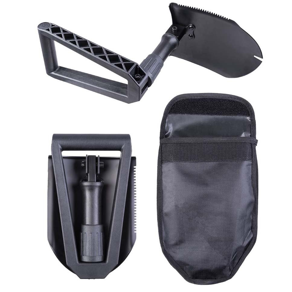 Pala plegable US II generación con mango plástico y funda de nylon negra