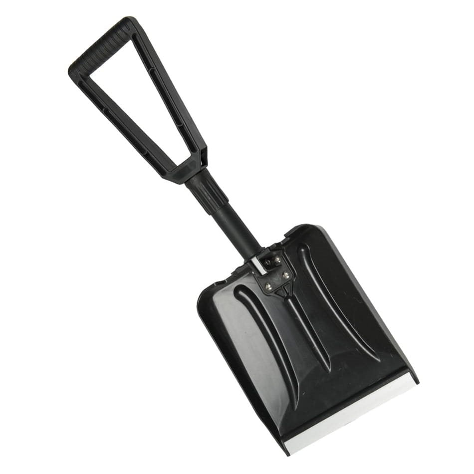 Pala plegable para nieve en ABS, color negro, diseño compacto y mango desmontable