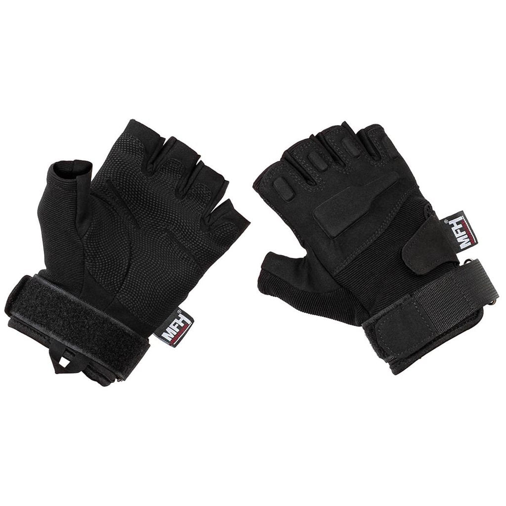 Guantes PROTECH tácticos sin dedos en negro