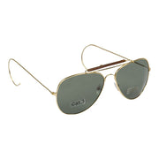 Gafas de sol AF verdes con montura dorada y funda