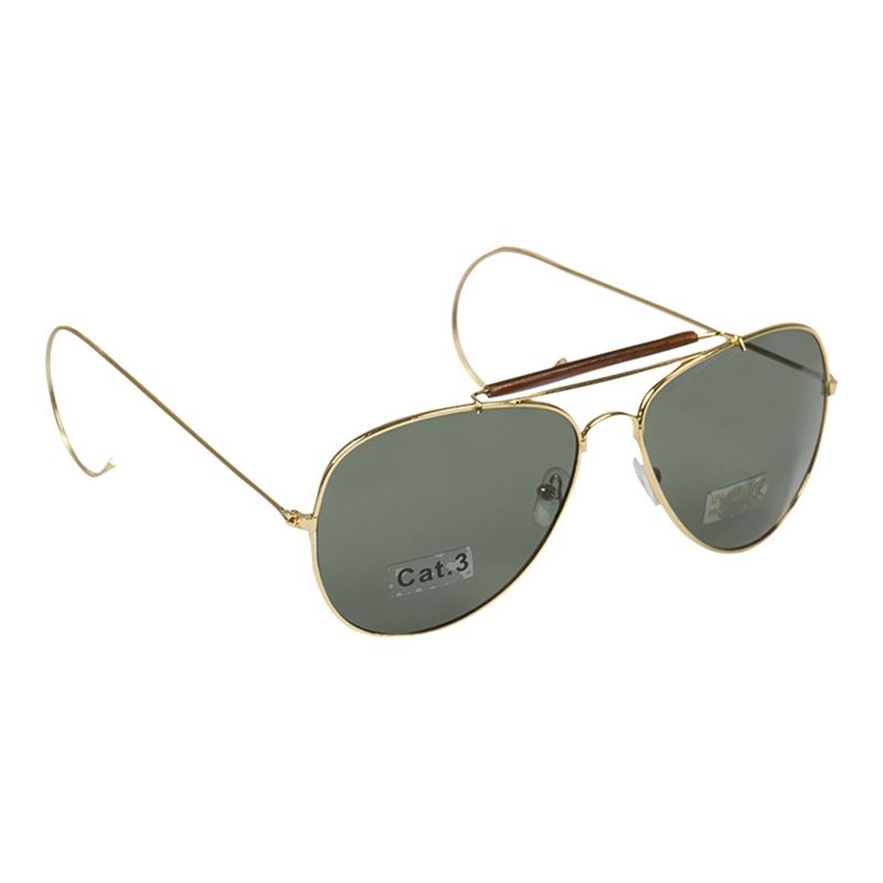 Gafas de sol AF verdes con montura dorada y funda