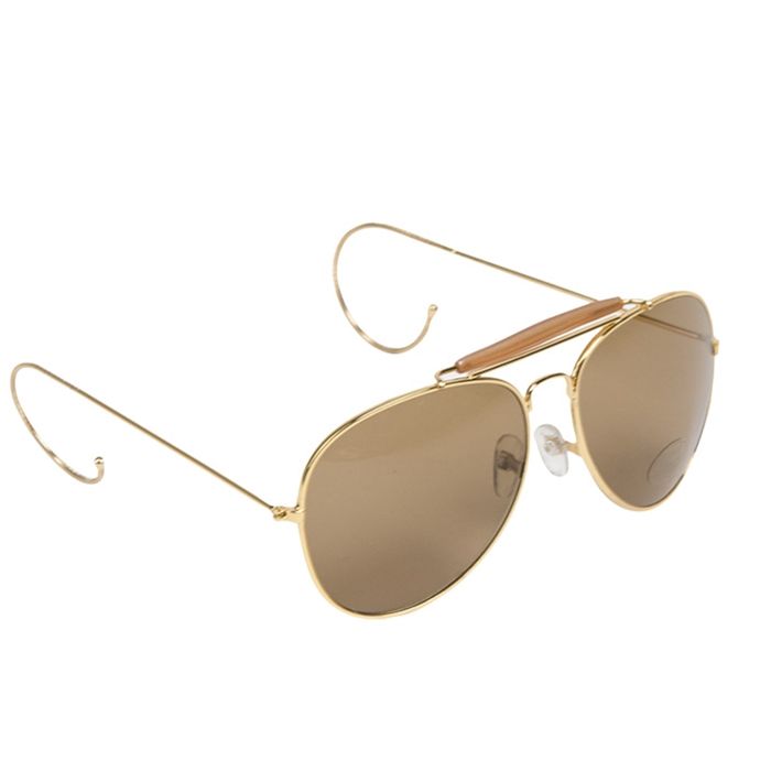 Gafas de sol piloto Air Force marrón con montura dorada y estuche