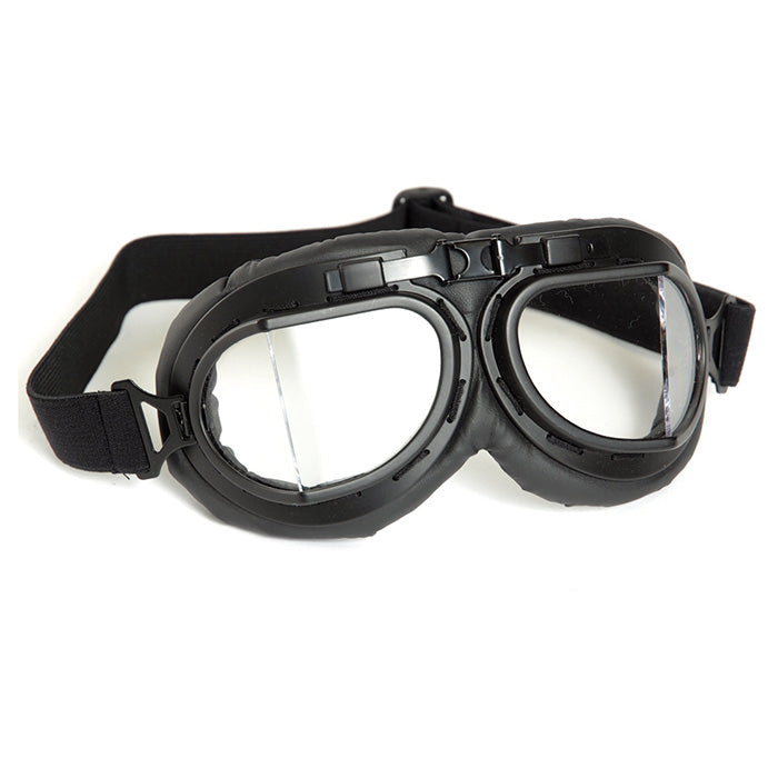 Gafas tipo RAF piloto negras con lentes angulares de plástico irrompible y sujeción nasal ajustable