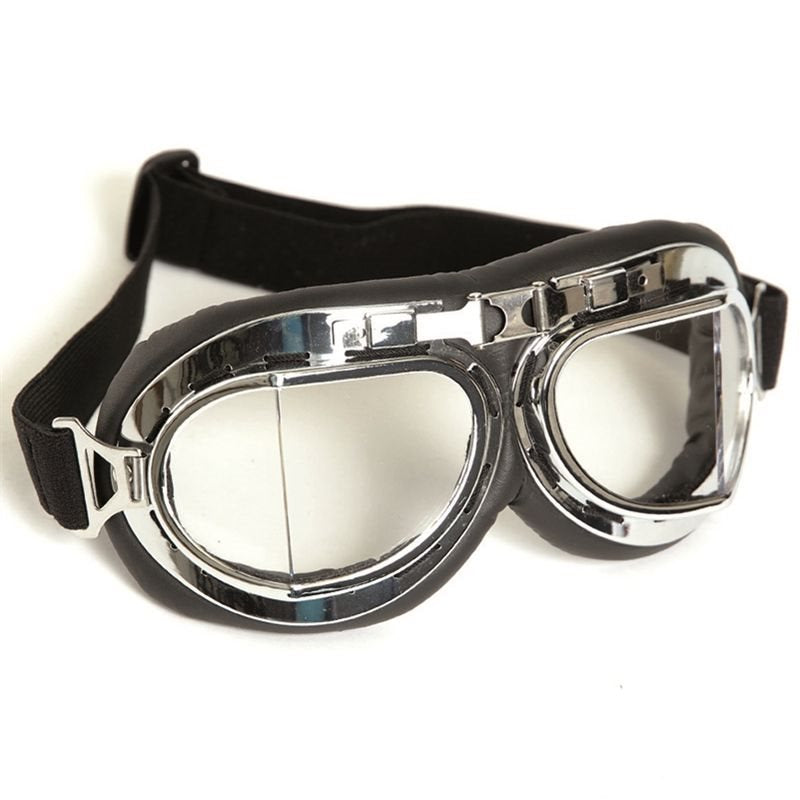 Gafas tipo RAF piloto negras con lentes angulares de plástico irrompible y sujeción nasal ajustable