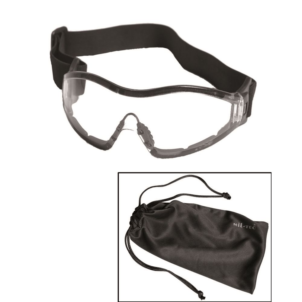 Gafas tácticas Mil-Tec COMMANDO PARA transparentes con correa elástica y funda