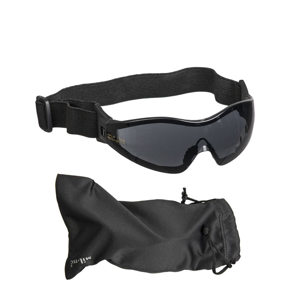 Gafas COMMANDO PARA Mil-Tec ahumadas con correa elástica y funda incluida