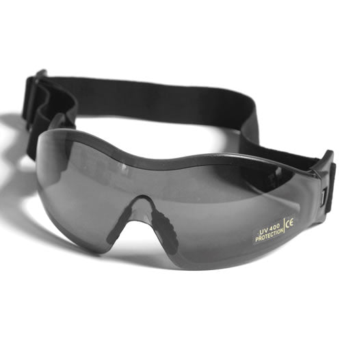 Gafas COMMANDO PARA Mil-Tec ahumadas con correa elástica y funda incluida