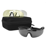 Gafas deportivas con lentes intercambiables (oscuras y amarillas) y funda