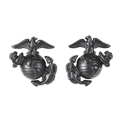 Insignias USMC Globe & Anchor negras - set 2 unidades, aprox 3 cm