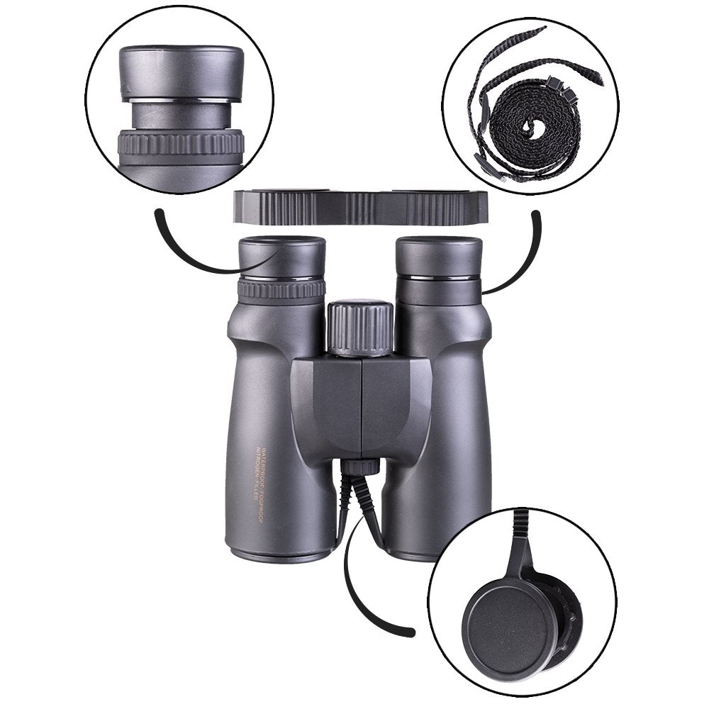 Binoculares 8x42 impermeables negros con funda - vista del producto