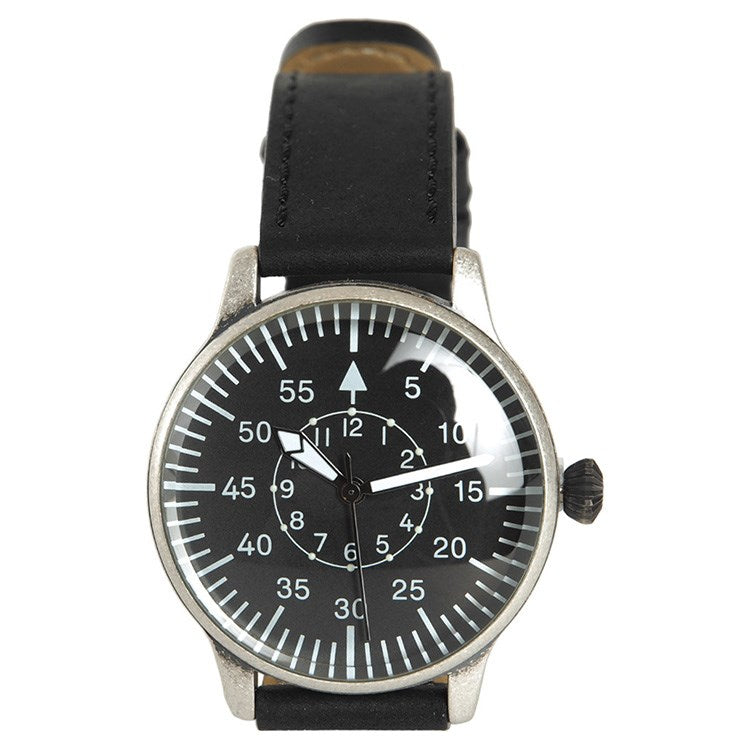 Reloj piloto retro ARMY MECHANIC esfera negra con correa de cuero