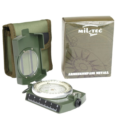 Brújula ARMY metálica verde en funda de aluminio