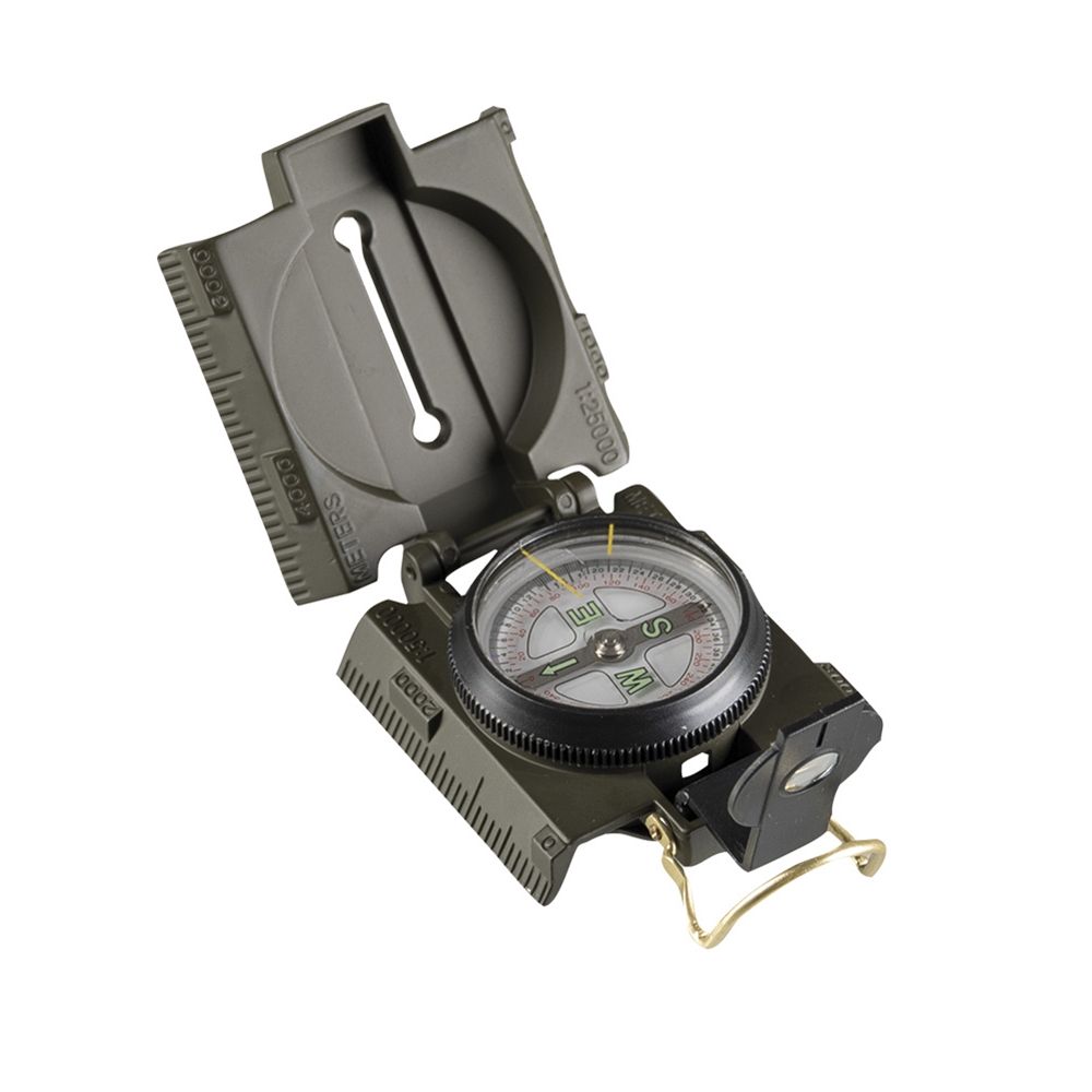 Brújula Kompas US con carcasa de aluminio e iluminación LED verde, 7,5 x 6,5 x 3 cm, 115 g