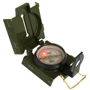 Brújula Kompas US con carcasa de aluminio e iluminación LED verde, 7,5 x 6,5 x 3 cm, 115 g