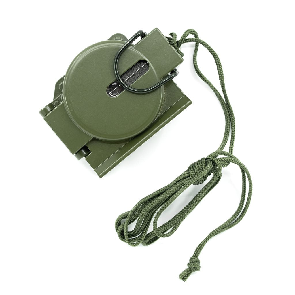 Brújula RANGER US de cuerpo metálico verde en funda de aluminio