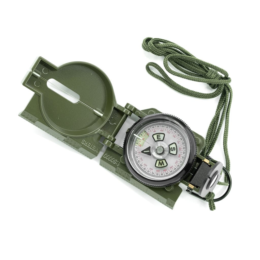 Brújula RANGER US de cuerpo metálico verde en funda de aluminio