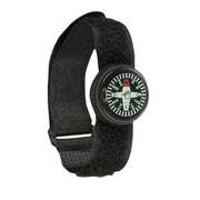 Brújula 360° negra para correa de reloj, recubierta de goma, esfera luminiscente