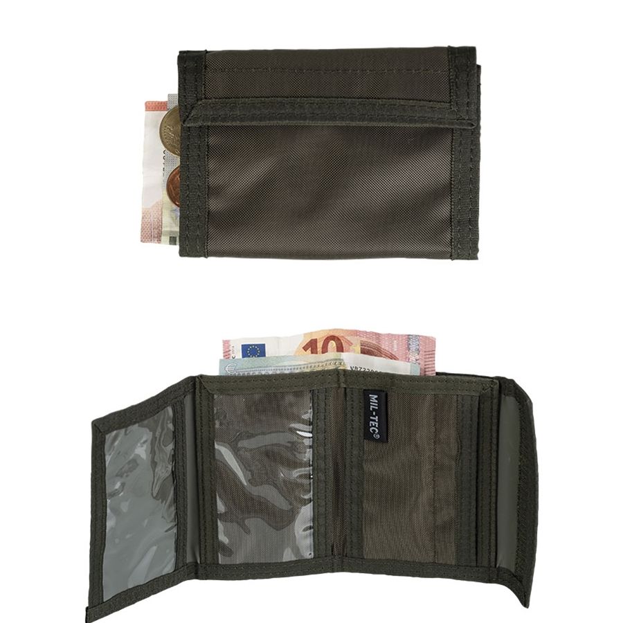 Cartera Mil-Tec verde de nylon con cierre de velcro