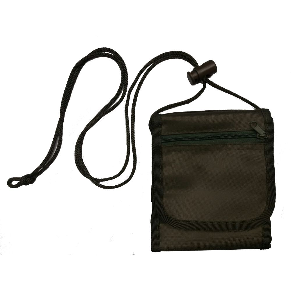 Billetera para colgar en el cuello Mil-Tec grande, nylon verde (12x13 cm; abierta 33x12 cm)