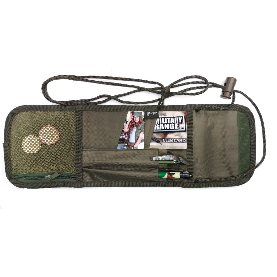 Billetera para colgar en el cuello Mil-Tec grande, nylon verde (12x13 cm; abierta 33x12 cm)