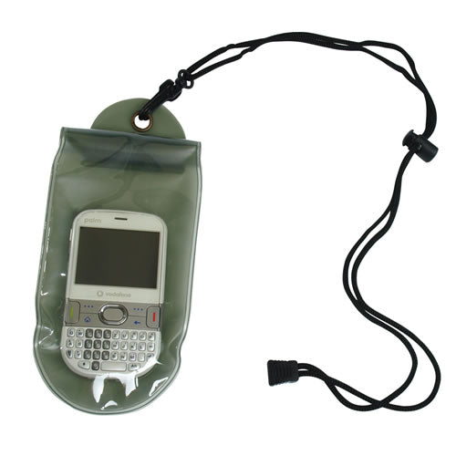 Funda impermeable verde 100x230 mm con cordón para cuello, protege objetos personales del agua