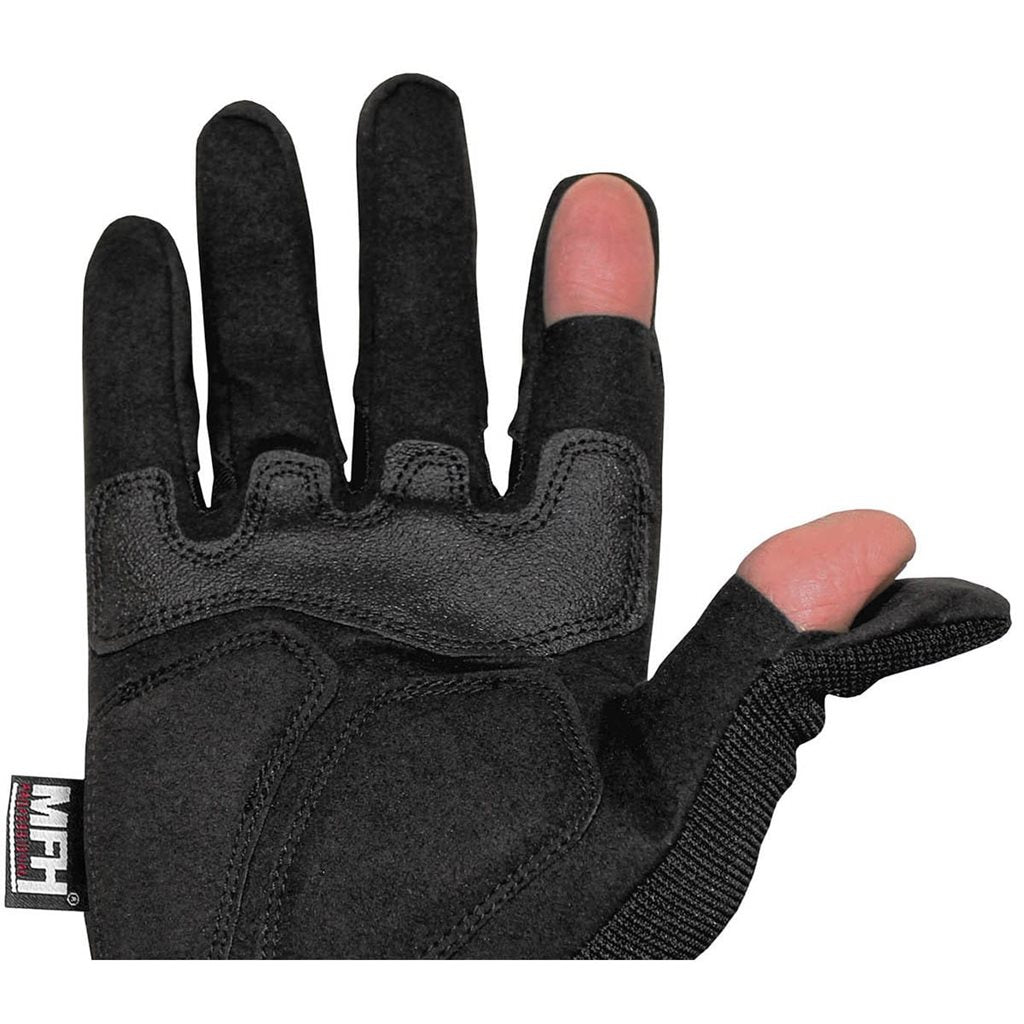 Guantes tácticos ATTACK negros con protección de nudillos y dedos abatibles